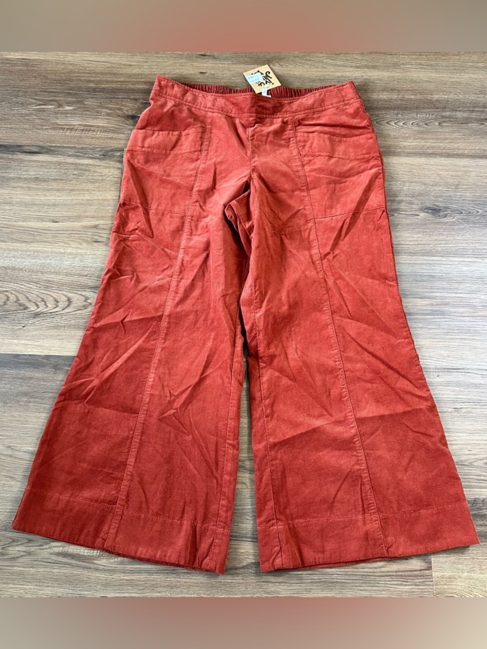 Ivy Jane Wide Leg Slouch Corduroy Pants Large Rust Red Pull On Boho Hippie NWT